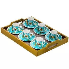 Набор кофейный фарфор, 12 предметов, на 6 персон, 90 мл, Голубой мрамор, Y4-3751