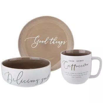 Сервиз столовый фарфор, 3 предмета, на 1 персону, Lefard, Coffeemania, 756-464, белый