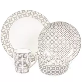Сервиз столовый керамика, 16 предметов, на 4 персоны, Мозаика бежевый