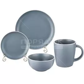 Сервиз столовый из керамики, 16 предметов, Серый CDS16g