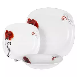 Сервиз столовый из стеклокерамики, 18 предметов, Мак JY-S-18-07 Olaff