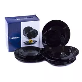 Сервиз столовый стекло, 18 предметов, на 6 персон, Luminarc, Harena Black, N5162