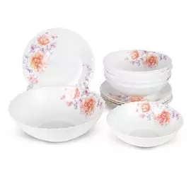 Сервиз столовый стеклокерамика, 13 предметов, на 6 персон, Диана, белый