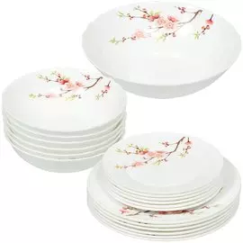 Сервиз столовый стеклокерамика, 19 предметов, на 6 персон, Сакура, 006-19