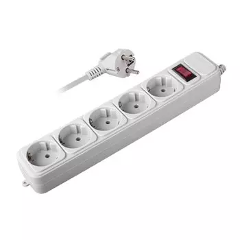 Сетевой фильтр 5 гнезд, 1.8 м, 3x0.75 мм, с заземлением, 10 А, серый, ФАZА, FOP-05GS-180-gy, 5022980