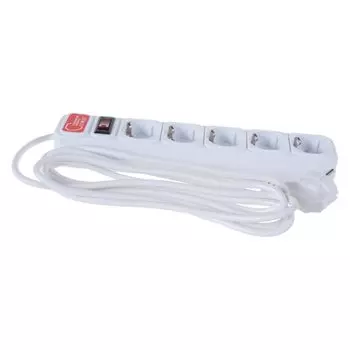 Сетевой фильтр 5 гнезд, 3 м, ПВС, 3x0.75 мм, с заземлением, выключатель с индикацией, Союз, 1325