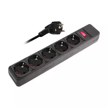 Сетевой фильтр 5 гнезд, 3 м, 3x0.75 мм, с заземлением, 10 А, черный, ФАZА, FOP-05GS-300-bk, 5007642