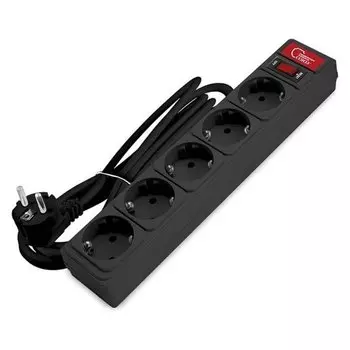 Сетевой фильтр 5 гнезд, 5 м, ПВС, 3х0.75 мм, с заземлением, 10 А, черный, Союз, 13372