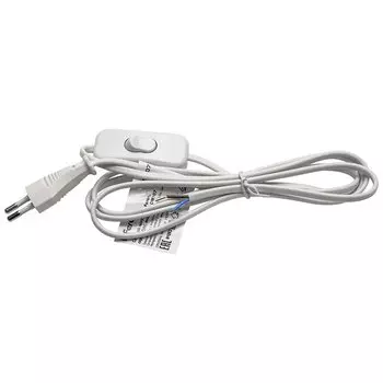 Сетевой шнур с выключателем, Feron, DM107, 2х0.5 мм, 2 м, белый, 41150