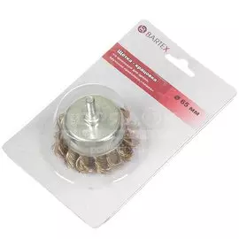 Щетка для дрели Bartex, 60 мм, чашка со шпилькой, крученая проволока, 88465