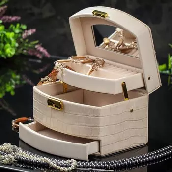 Шкатулка 18х14х12.5 см, бежевая, Y4-6773