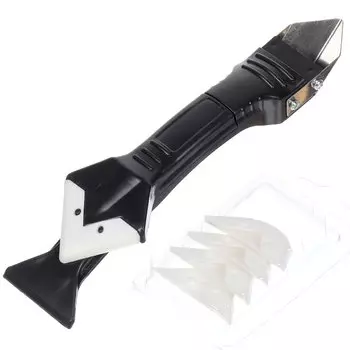 Шпатель-скребок-выравниватель для герметиков, нержавеющая сталь, 5 насадок, рукоятка пластик, Bartex