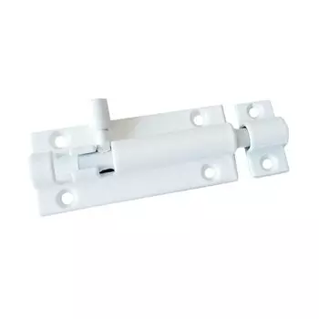 Шпингалет накладной, прямоугольный, ригель круглый, Trodos, 90 мм, ZY-711В, 205079, белая матовая