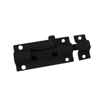 Шпингалет накладной, прямоугольный, ригель круглый, Trodos, 80 мм, ZY-710B, 205073, черный матовый