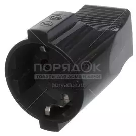 Кабельная розетка 2 полюса, с заземлением, 16 А, 250 В, с защитными шторками, черная, TDM Electric, SQ1806-0032