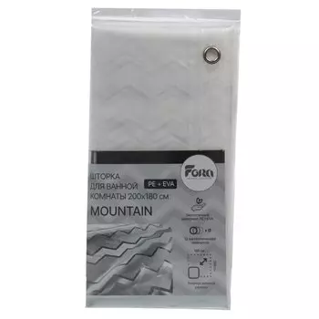 Штора для ванн 200х180 см, полиэстер, Fora, Mountain, FOR-EV17
