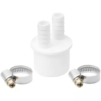 Штуцер для сливных шлангов, 13х40 мм, двойной, с хомутами, индивидуальная упаковка, MasterProf