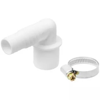 Штуцер для сливных шлангов, 19/22х32 мм, угловой, с хомутом, индивидуальная упаковка, MasterProf