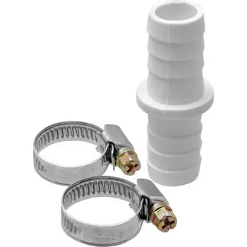 Штуцер для сливных шлангов, 19х19 мм, с хомутами, индивидуальная упаковка, MasterProf