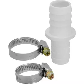 Штуцер для сливных шлангов, 19х22 мм, с хомутами, индивидуальная упаковка, MasterProf