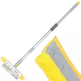 Швабра-окномойка микрофибра, резина, 130х25 см, желтая, телескопическая ручка, Марья Искусница, KD-W08M-10