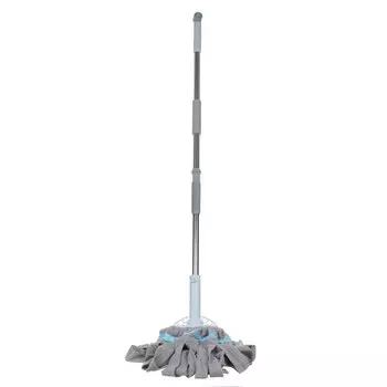 Швабра веревочная, микрофибра, 120х41.2 см, с отжимом, телескопическая ручка, серая, Марья Искусница, Y6-10768