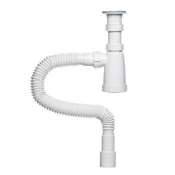 Сифон для мойки, 1450 мм, 1 1/2", с выпуском, с гофр. трубой, 40*40х50, ИНКОПЛАСТ, BG10145