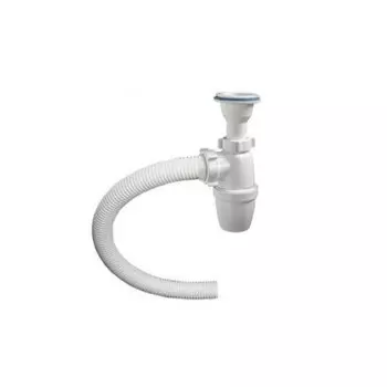 Сифон для мойки, 1" 1/2, полипропилен, с выпуском, с гофрой, Сантехпродукт, Е-72011