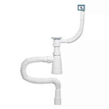 Сифон для мойки, трубный, 800 мм, полипропилен, с переливом, прямоугольный перелив, с гофр. трубой, 40*40х50, ИНКОПЛАСТ, BG2280