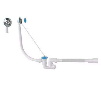 Сифон для ванны, с переливом, с ревизией, с гибкой трубой 40х40/50, Aquanova, 1525(E255)