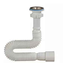 Сифон для мойки, гофрированный, 1250 мм, 1" 1/4х40/50, полипропилен, с выпуском, Orio, А-3014