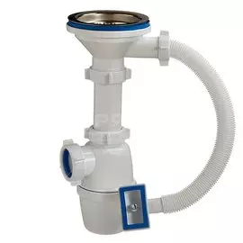 Сифон для мойки, 3" 1/2х40, с выпуском, с переливом, прямоугольный перелив, Orio, А-4007