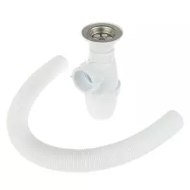 Сифон для мойки, 1" 1/2, 40х40/50, полипропилен, с выпуском, с гофрой, Сантехпродукт, Е-32011