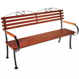 Скамейка садовая дерево, 160х75х98 см, ковка, Романтика