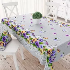 Скатерть 145х200 см, 100% хлопок, рогожка, Текстильная лавка, Анютины глазки, 30013/1
