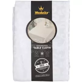 Скатерть 137х183 см, 100% полиэстер, Люкс Цветок, белая, Y8-2731