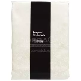 Скатерть 152х213 см, 100% полиэстер, Цветочная, белый/шампань, Y267