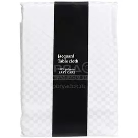 Скатерть 152х213 см, 100% полиэстер, Шахматка белая, белый/шампань, Y266