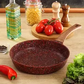 Сковорода алюминий, 28 см, антипригарное покрытие, Гурман, Granite Red, красная, ГМ2801 ГР, ручка под дерево