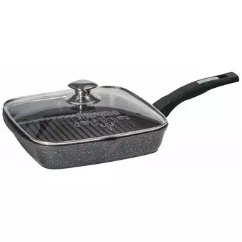 Сковорода-гриль литой алюминий, 26 см, антипригарное покрытие, Мечта, Гранит star, с крышкой, с66803