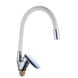 Смеситель для кухни, BOOU, гибкий излив, с картриджем, белый, B8274-10F-E306A