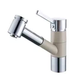 Смеситель для кухни, Diadonna, выдвижной излив, с картриджем, бежевый, D89-660127BG