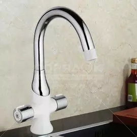 Смеситель для кухни, Gappo, с кран-буксой, белый, G4049