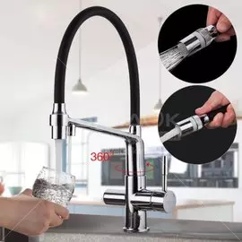 Смеситель для кухни, Gappo, гибкий излив, с картриджем, с подключением к фильтру, хром, G4398-7