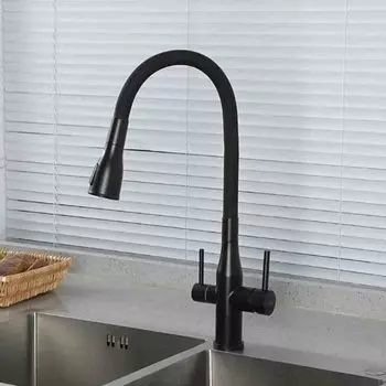 Смеситель для кухни, Gappo, гибкий излив, с картриджем, с подключением к фильтру, G4399-66