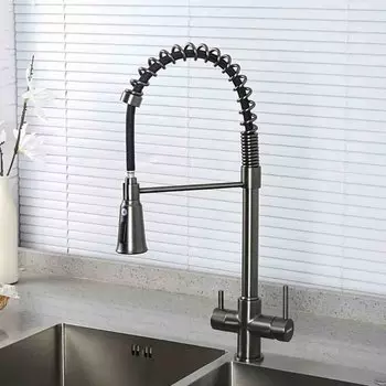 Смеситель для кухни, Gappo, гибкий излив, с картриджем, с подключением к фильтру, G4398-69