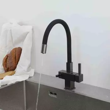 Смеситель для кухни, Gappo, гибкий излив, с картриджем, с подключением к фильтру, G4395-39