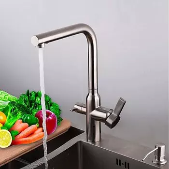 Смеситель для кухни, Gappo, с картриджем, с подключением к фильтру, нержавеющая сталь, G4399-4