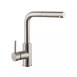 Смеситель для кухни, Golden Fox, Lomond, выдвижной излив, с картриджем, нержавеющая сталь, 11336-FOX