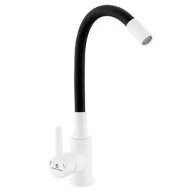 Смеситель для раковины, Gota Rocio, Black&amp;White, гибкий излив, с картриджем, белый, 016097-GOTA